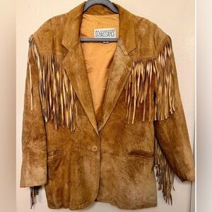 Real Leather Suede Fringe Jacket Blazer